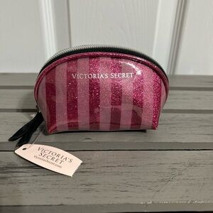 Victoria’s Secret Pink Glitter Striped Mini Cosmetic Bag NWT